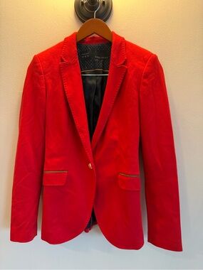 red Zara Basic single-button blazer with gold button accents. XS